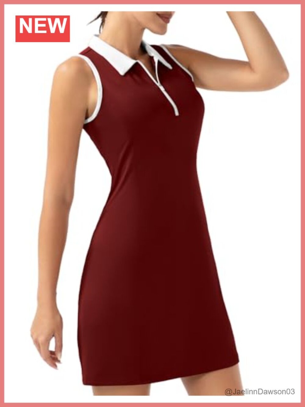 Women's Sleeveless Golf Tennis Dress with Built-in Shorts and Pockets, Zip-Neck
